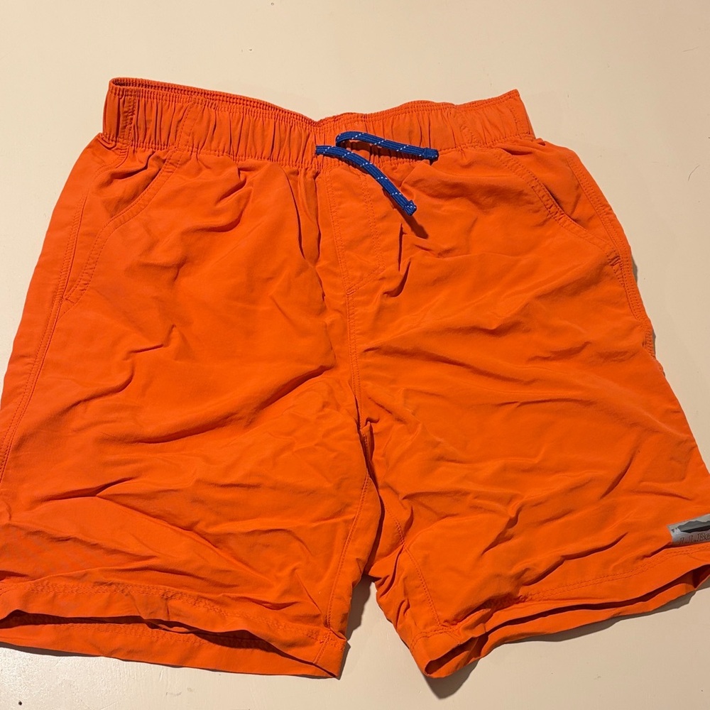 L.L. Bean Bright Orange Swim Trunks with Blue Accents